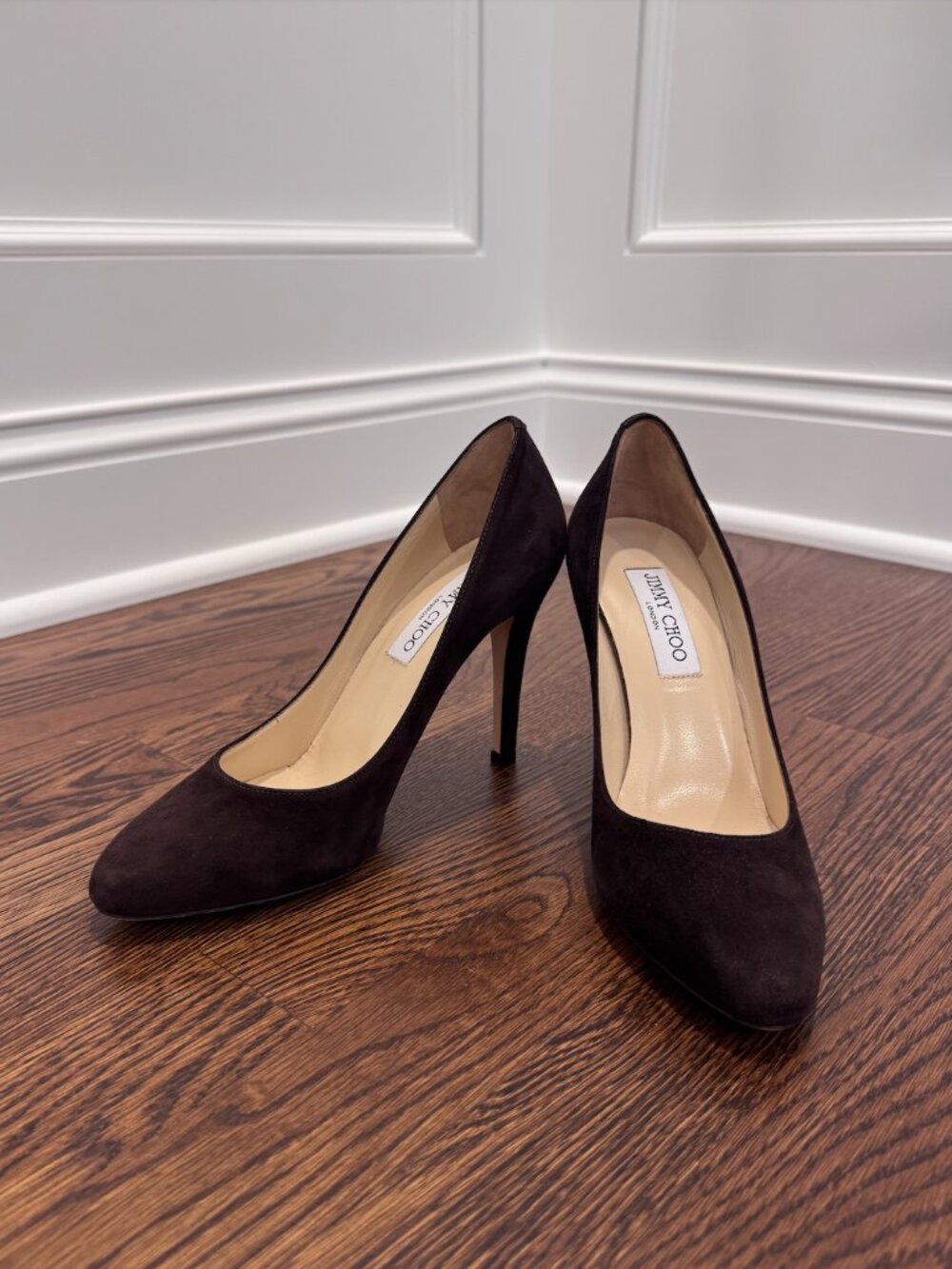 Jimmy Choo Suede Stiletto Pumps Espresso/Dark Brown EU 37.5/U.S. 7/7.5